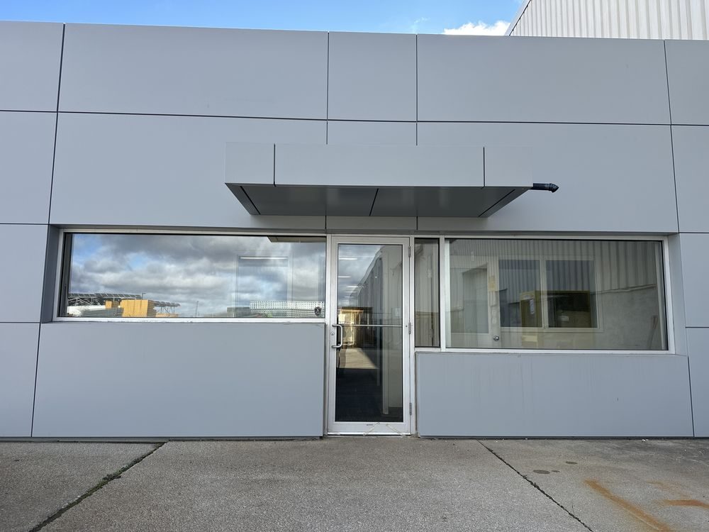 Aluminum entrance and canopy installed for MIRODAN Contracting, Georgetown