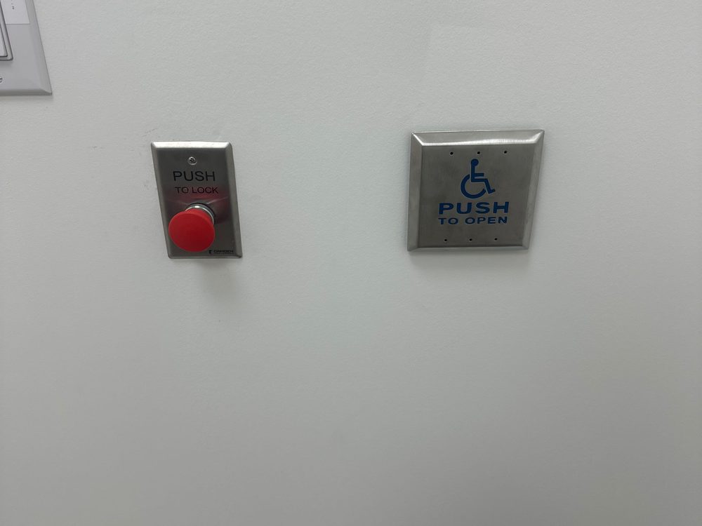 Universal washroom door package installed by Canuck Door Systems