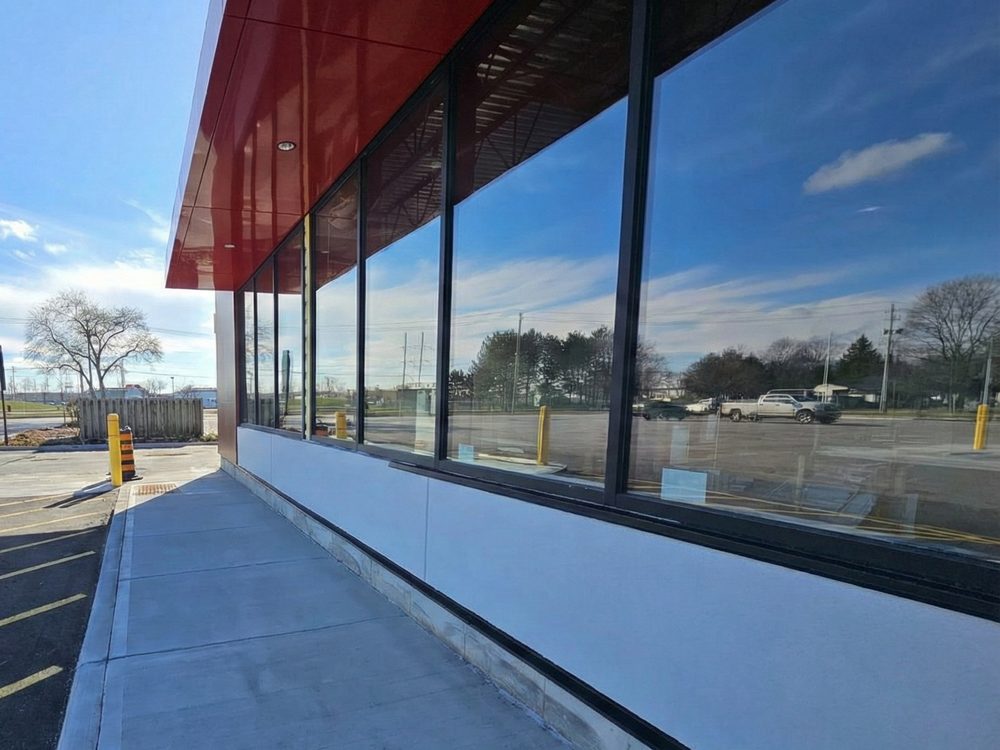 Aluminum storefront elevation installed by Canuck Door Systems