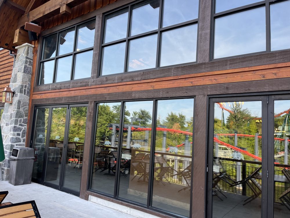 Aluminum storefront elevation installed by Canuck Door Systems for Canada Wonderland in Vaughan